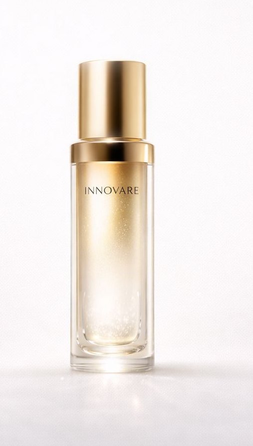LumaCell Elixir in a gold-capped glass bottle.